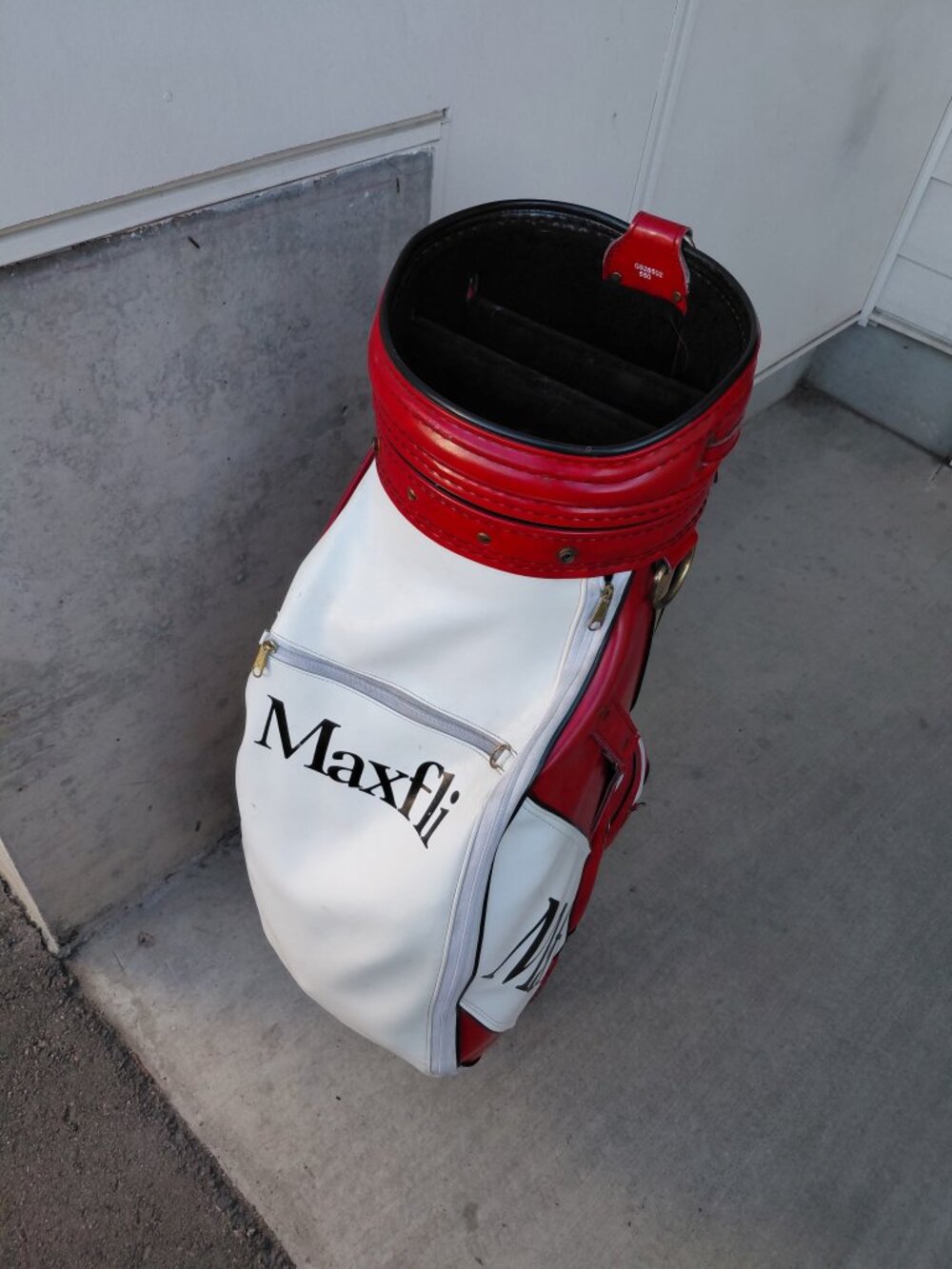 Vintage Maxfli Golf Bag Red White Leather Made in USA 80s 90s Retro Golf - Picture 3 of 6